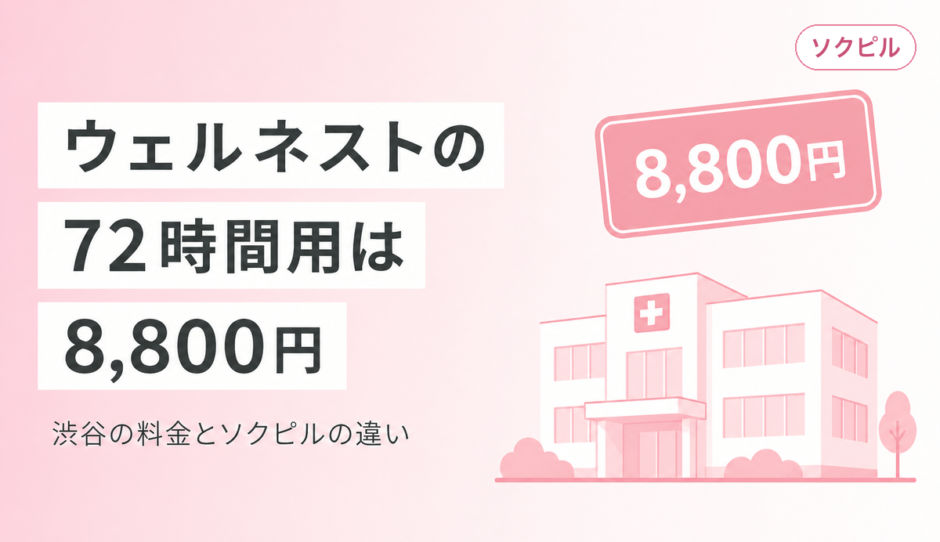 ウェルネストクリニックのアフターピルは72時間用が8,800円で渋谷最安級、ソクピルとの違いも整理